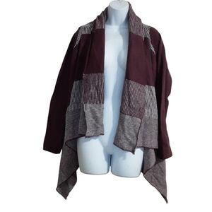 Telluride clothing open cardigan women S stripped retro casual comfy burgendy